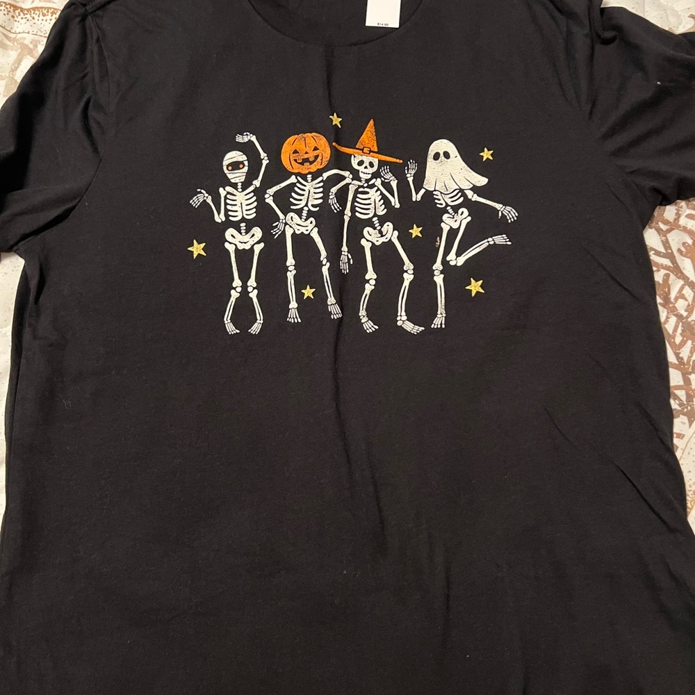 Old Navy Black Halloween Skeleton Dance Tee